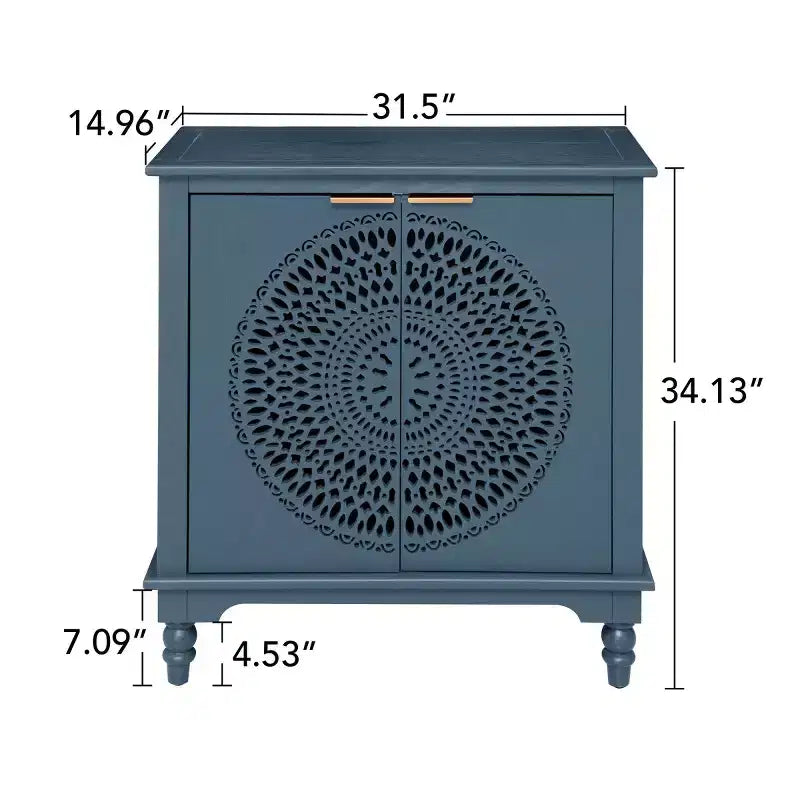 Armario de Almacenamiento con Tallado Hueco – 2 Puertas, Estante Ajustable, MDF, 86x79x36 cm