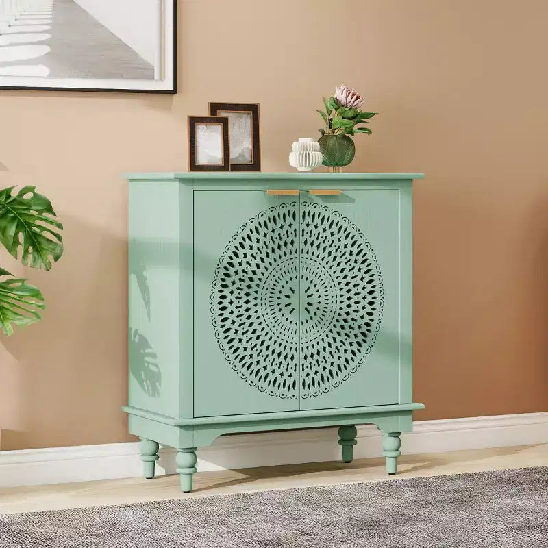 Armario de Almacenamiento con Tallado Hueco – 2 Puertas, Estante Ajustable, MDF, 86x79x36 cm