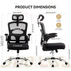 Silla de oficina ergonómica Silla de ordenador de malla de respaldo alto con reposacabezas ajustable, silla de escritorio giratoria con ruedas para oficina en casa y sala de juegos