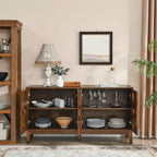 Mesa aparador, gabinete de almacenamiento tipo consola con 4 puertas y estantes ajustables, gabinete aparador para cocina o entrada.