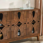 Mesa aparador, gabinete de almacenamiento tipo consola con 4 puertas y estantes ajustables, gabinete aparador para cocina o entrada.