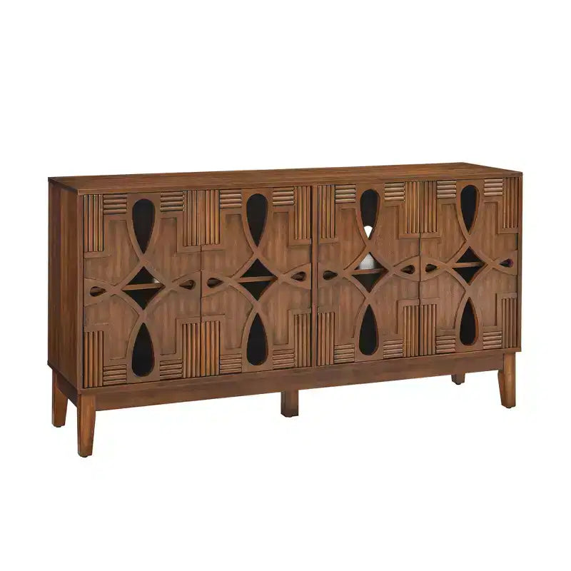 Mesa aparador, gabinete de almacenamiento tipo consola con 4 puertas y estantes ajustables, gabinete aparador para cocina o entrada.