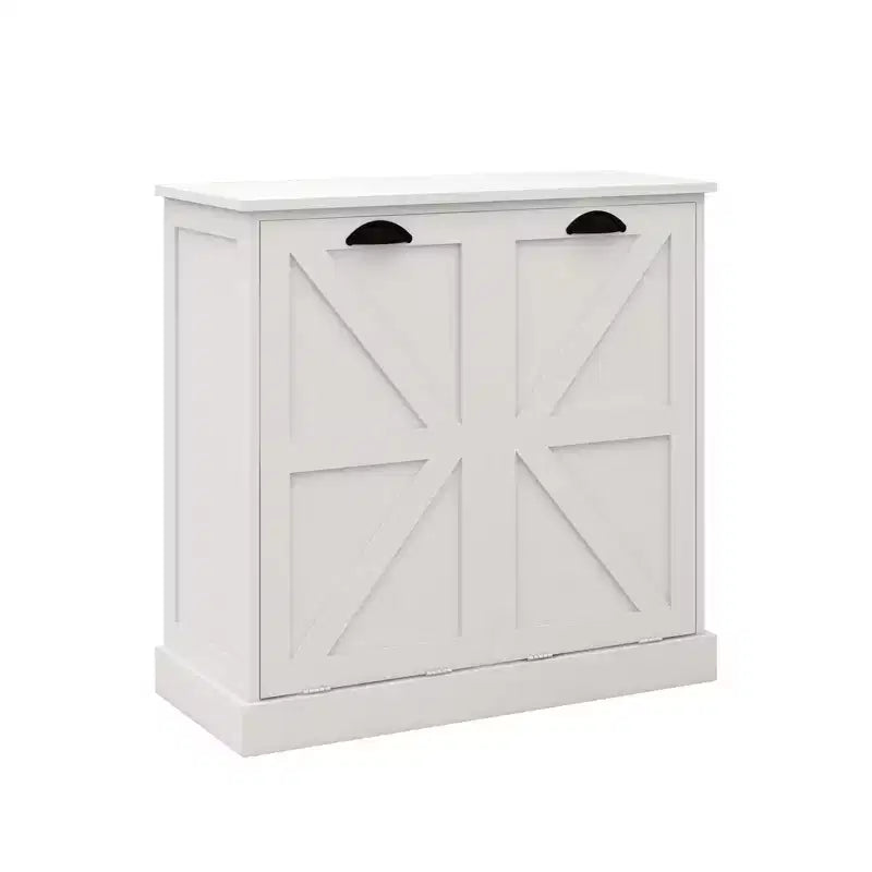 sumyeg Tilt-Out Laundry Hamper Cabinet with Two Sorting Compartments and Top Shelf Organizer