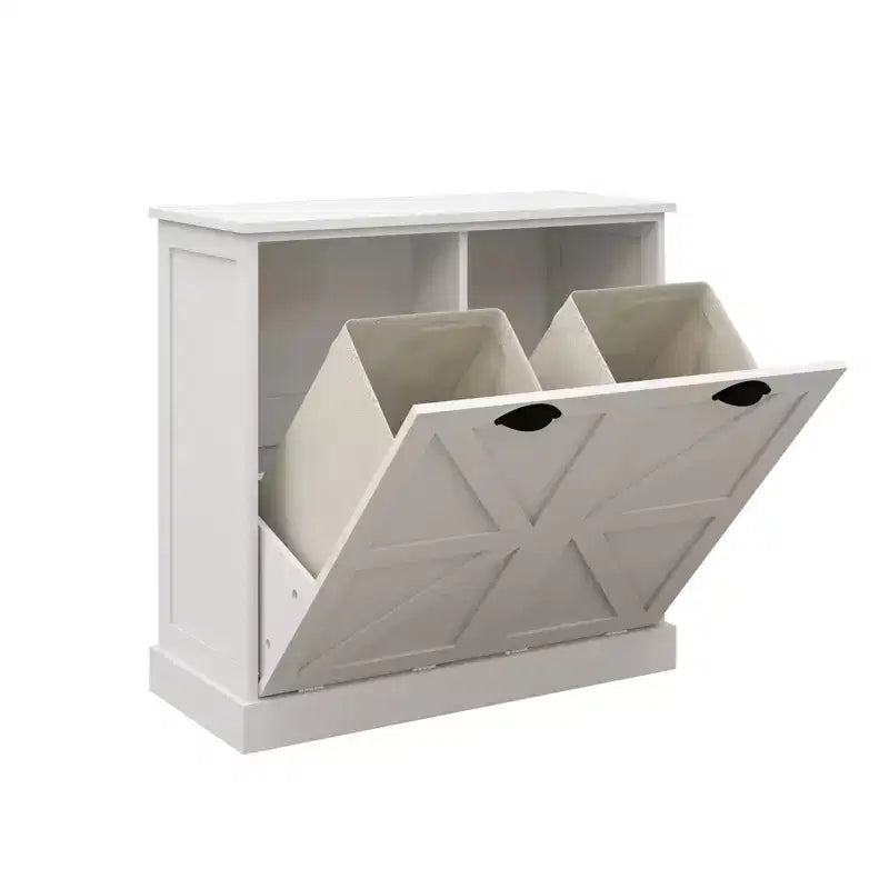 Mueble de lavandería basculante – 2 cestos clasificadores, estante superior, MDF, 80x35x78 cm