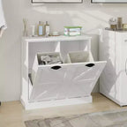 Mueble de lavandería basculante – 2 cestos clasificadores, estante superior, MDF, 80x35x78 cm