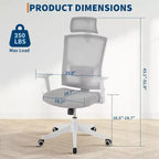 Silla de escritorio ergonómica de malla | Reposacabezas acolchado y ruedas | Silla gamer/de oficina para sala de e-Sports, oficina, dormitorio