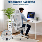 Silla de escritorio ergonómica de malla | Reposacabezas acolchado y ruedas | Silla gamer/de oficina para sala de e-Sports, oficina, dormitorio