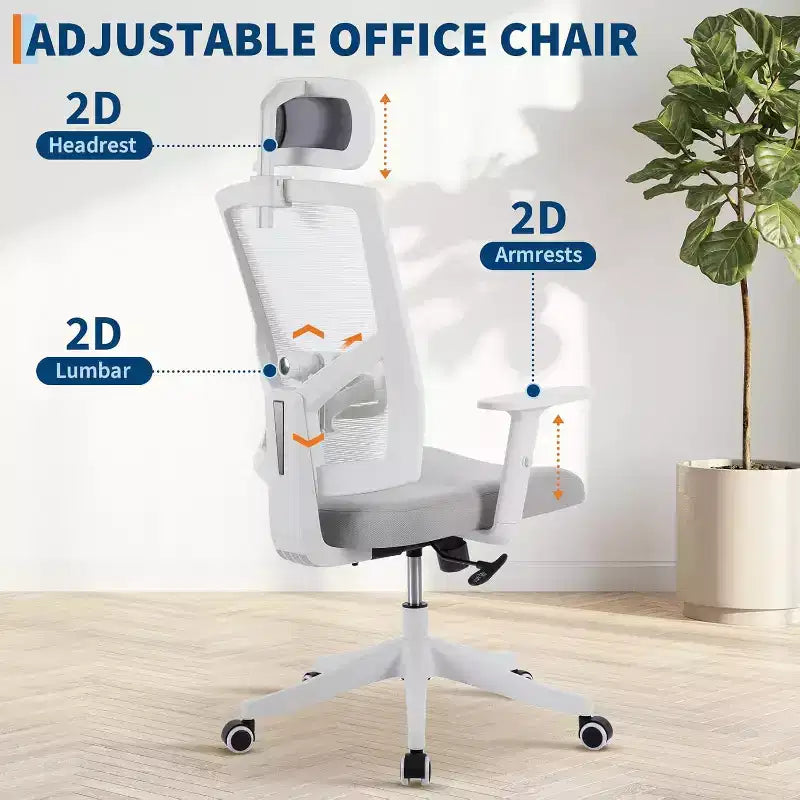 Silla de escritorio ergonómica de malla | Reposacabezas acolchado y ruedas | Silla gamer/de oficina para sala de e-Sports, oficina, dormitorio