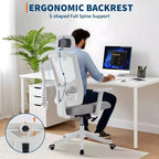 Silla de escritorio ergonómica de malla | Reposacabezas acolchado y ruedas | Silla gamer/de oficina para sala de e-Sports, oficina, dormitorio
