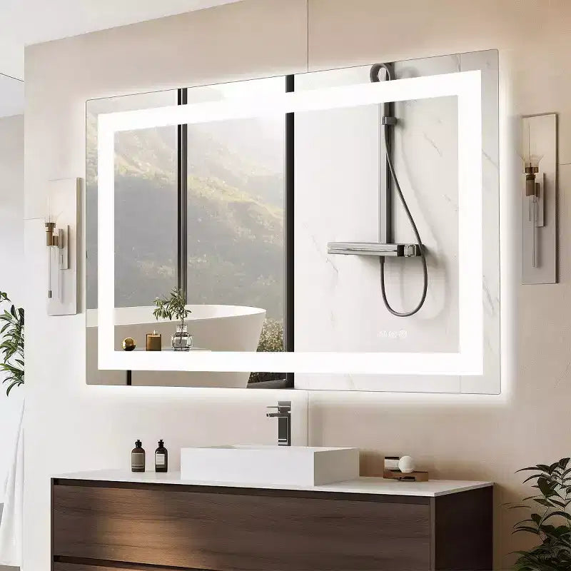 Espejo de Baño Antivaho con LED – Luz Dual, 3 Modos Regulables, 31x39 pulg.