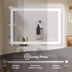 Espejo de Baño Antivaho con LED – Luz Dual, 3 Modos Regulables, 31x39 pulg.