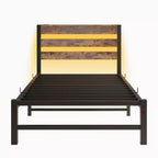 Estructura de cama individual con luces LED RGB y carga USB – No necesita somier