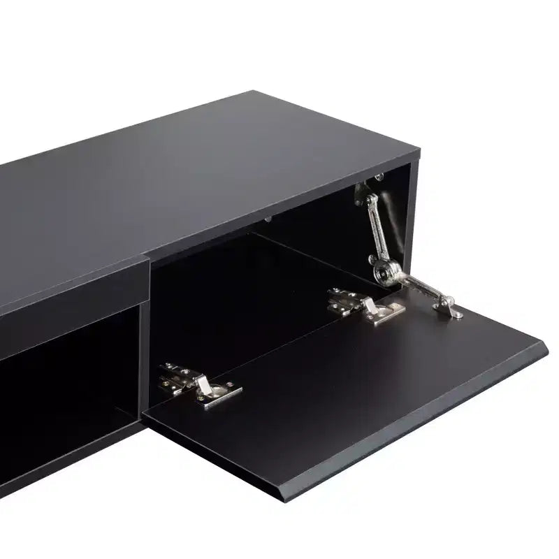 TUYOHW Mueble de TV flotante montado en la pared con luces LED para televisores de hasta 65 pulgadas, centro de entretenimiento con espacio de almacenamiento