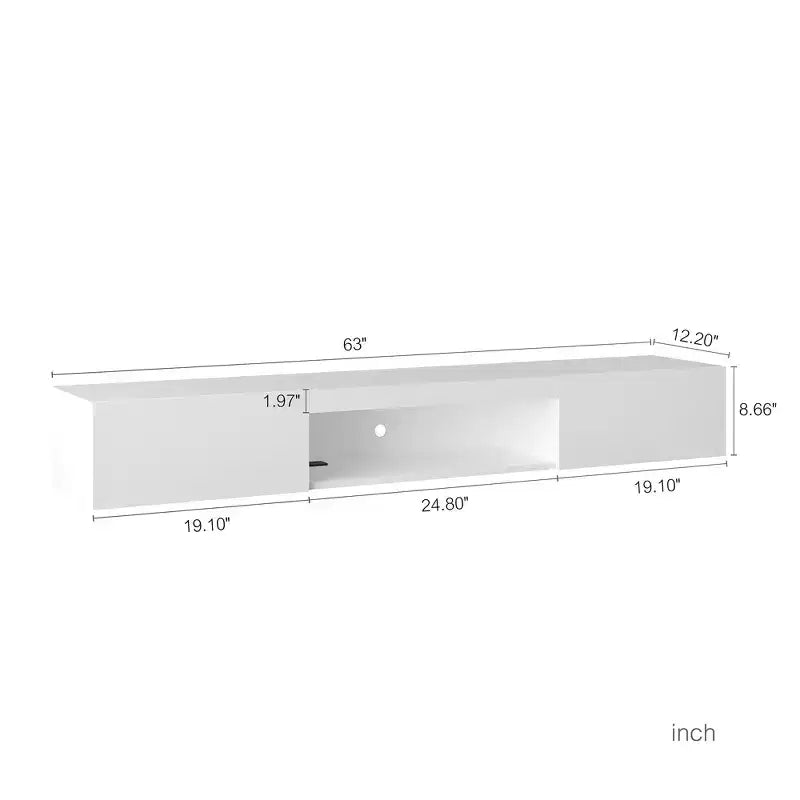 TUYOHW Mueble de TV flotante montado en la pared con luces LED para televisores de hasta 65 pulgadas, centro de entretenimiento con espacio de almacenamiento