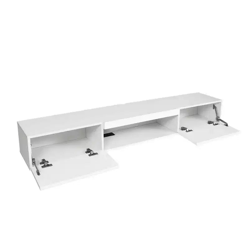 TUYOHW Mueble de TV flotante montado en la pared con luces LED para televisores de hasta 65 pulgadas, centro de entretenimiento con espacio de almacenamiento