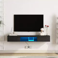 TUYOHW Mueble de TV flotante montado en la pared con luces LED para televisores de hasta 65 pulgadas, centro de entretenimiento con espacio de almacenamiento