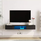 TUYOHW Mueble de TV flotante montado en la pared con luces LED para televisores de hasta 65 pulgadas, centro de entretenimiento con espacio de almacenamiento