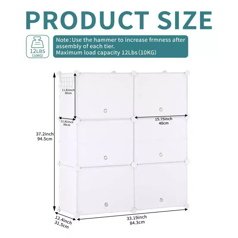 Zapatero de 6 niveles con puerta – apilable, desmontable, a prueba de polvo, MDF
