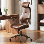 Silla de oficina ergonómica Costway con reposacabezas 2D, respaldo reclinable y ruedas, silla gaming azul/marrón y beige/gris y azul