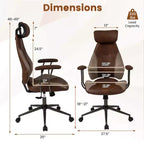 Silla de oficina ergonómica Costway con reposacabezas 2D, respaldo reclinable y ruedas, silla gaming azul/marrón y beige/gris y azul