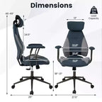 Silla de oficina ergonómica Costway con reposacabezas 2D, respaldo reclinable y ruedas, silla gaming azul/marrón y beige/gris y azul