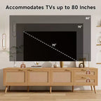 Mueble para TV de 70" con puertas de ratán y 2 cajones – Compatible con TV de 80", gestión de cables