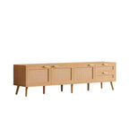 Mueble para TV de 70" con puertas de ratán y 2 cajones – Compatible con TV de 80", gestión de cables