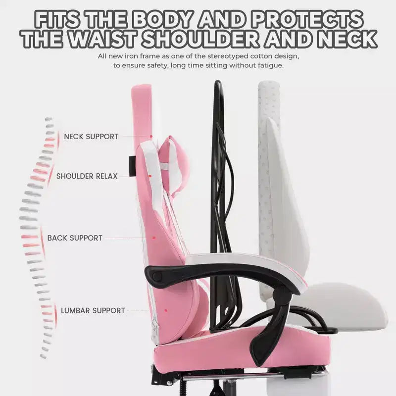 Silla de juego giratoria 360 versátil TUYOHW, sillas de oficina ajustables con ruedas, respaldo reclinable y reposapiés, sillas ergonómicas para videojuegos, máx. 136 kg
