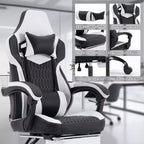 Silla de juego giratoria 360 versátil TUYOHW, sillas de oficina ajustables con ruedas, respaldo reclinable y reposapiés, sillas ergonómicas para videojuegos, máx. 136 kg