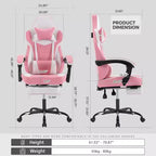 Silla de juego giratoria 360 versátil TUYOHW, sillas de oficina ajustables con ruedas, respaldo reclinable y reposapiés, sillas ergonómicas para videojuegos, máx. 136 kg