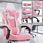 Silla de juego giratoria 360 versátil TUYOHW, sillas de oficina ajustables con ruedas, respaldo reclinable y reposapiés, sillas ergonómicas para videojuegos, máx. 136 kg