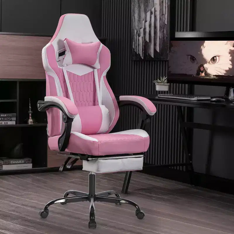 Silla de juego giratoria 360 versátil TUYOHW, sillas de oficina ajustables con ruedas, respaldo reclinable y reposapiés, sillas ergonómicas para videojuegos, máx. 136 kg