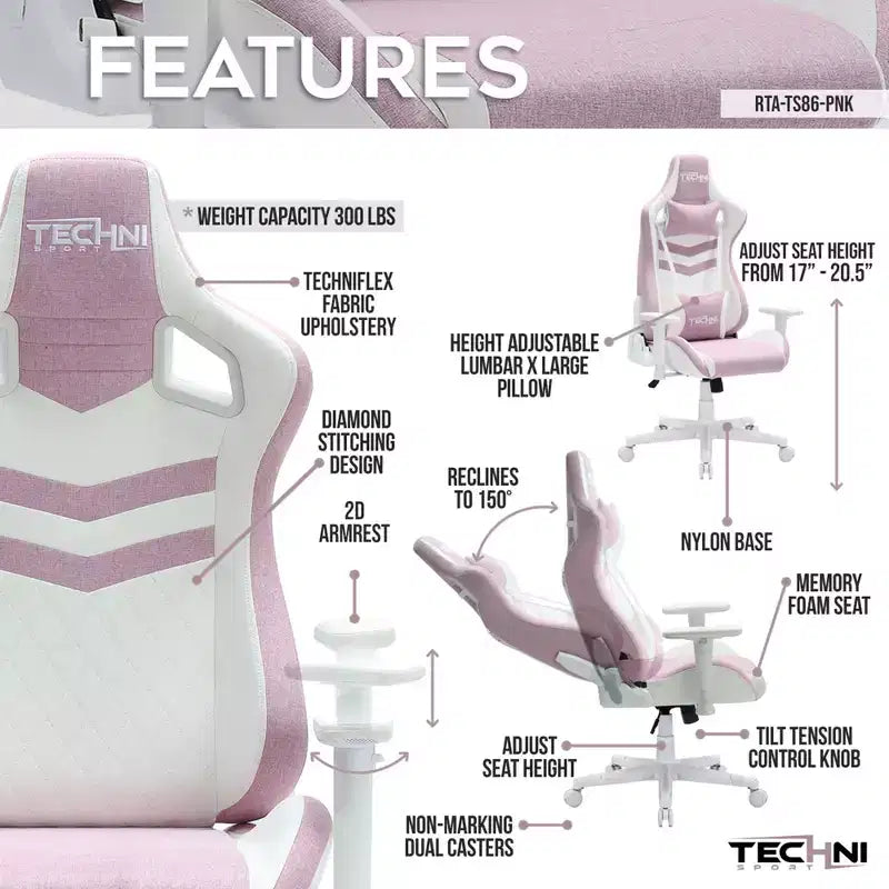 TUYOHW Silla giratoria para juegos de 136 kg con altura ajustable, cojín lumbar y para la cabeza, ruedas, sillas ergonómicas para oficina y videojuegos para oficina y hogar