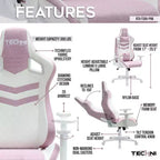 TUYOHW Silla giratoria para juegos de 136 kg con altura ajustable, cojín lumbar y para la cabeza, ruedas, sillas ergonómicas para oficina y videojuegos para oficina y hogar