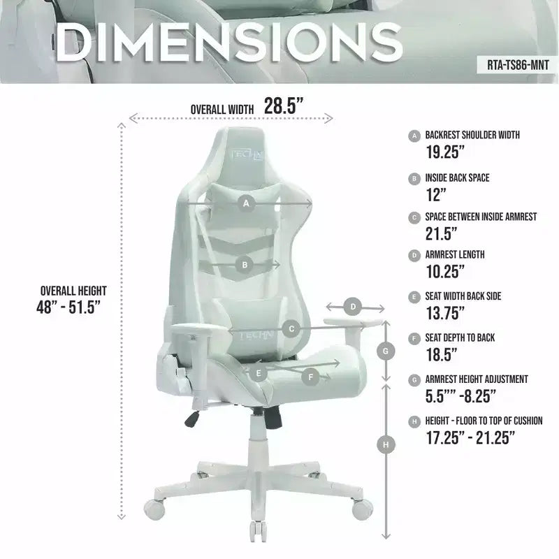TUYOHW Silla giratoria para juegos de 136 kg con altura ajustable, cojín lumbar y para la cabeza, ruedas, sillas ergonómicas para oficina y videojuegos para oficina y hogar