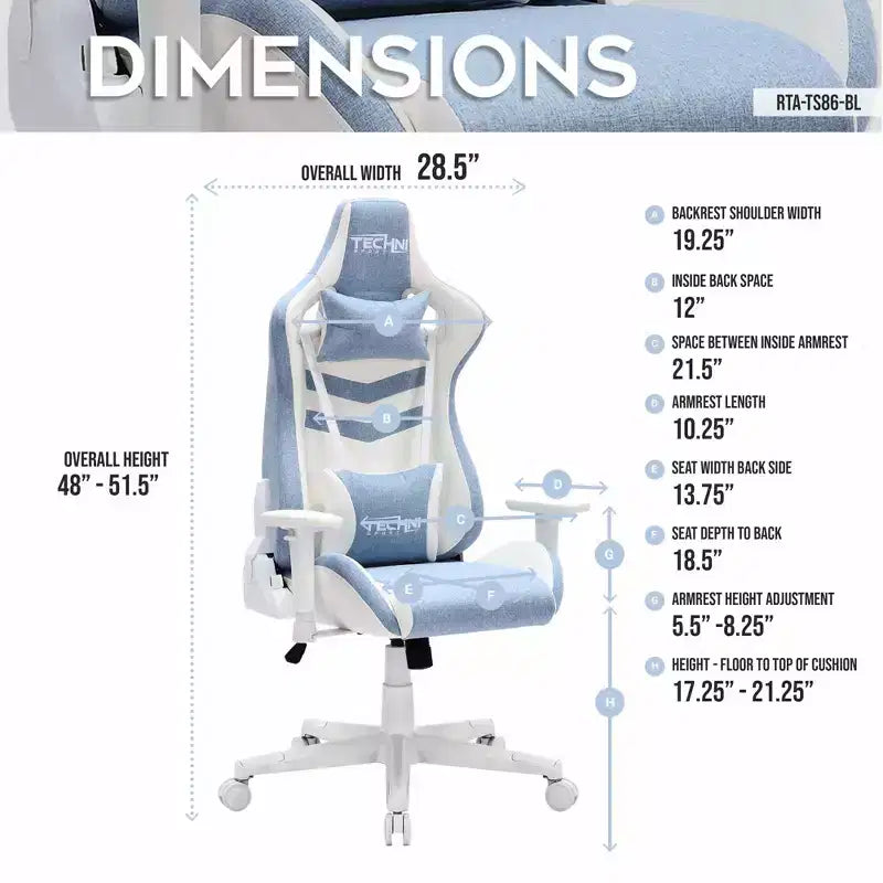 TUYOHW Silla giratoria para juegos de 136 kg con altura ajustable, cojín lumbar y para la cabeza, ruedas, sillas ergonómicas para oficina y videojuegos para oficina y hogar