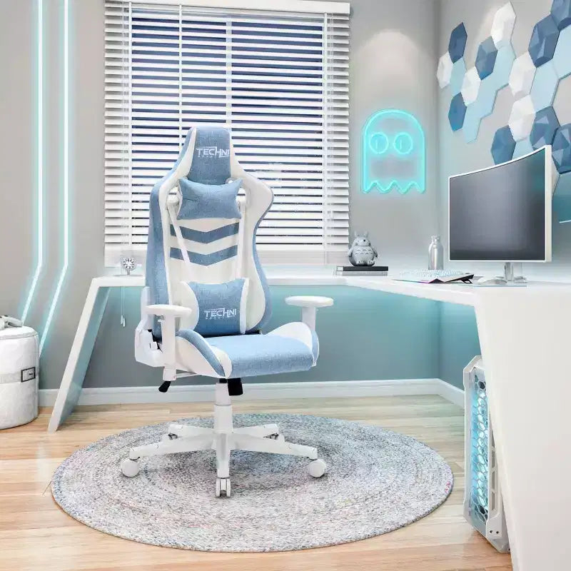 TUYOHW Silla giratoria para juegos de 136 kg con altura ajustable, cojín lumbar y para la cabeza, ruedas, sillas ergonómicas para oficina y videojuegos para oficina y hogar