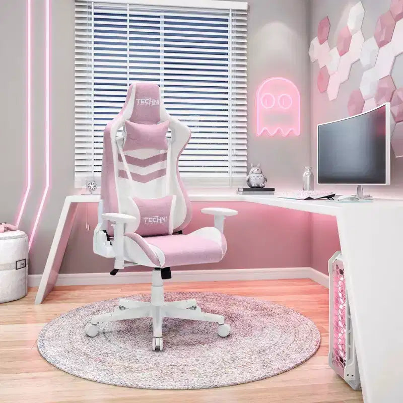TUYOHW Silla giratoria para juegos de 136 kg con altura ajustable, cojín lumbar y para la cabeza, ruedas, sillas ergonómicas para oficina y videojuegos para oficina y hogar