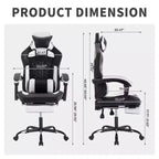 Silla giratoria de oficina y juegos TUYOHW con ruedas, respaldo reclinable, altura del asiento y reposapiés ajustables, sillas ergonómicas para videojuegos, 300 lbs máx.