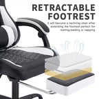 Silla giratoria de oficina y juegos TUYOHW con ruedas, respaldo reclinable, altura del asiento y reposapiés ajustables, sillas ergonómicas para videojuegos, 300 lbs máx.