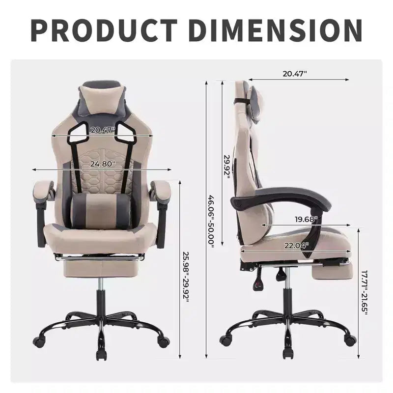 Silla giratoria de oficina y juegos TUYOHW con ruedas, respaldo reclinable, altura del asiento y reposapiés ajustables, sillas ergonómicas para videojuegos, 300 lbs máx.