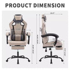 Silla giratoria de oficina y juegos TUYOHW con ruedas, respaldo reclinable, altura del asiento y reposapiés ajustables, sillas ergonómicas para videojuegos, 300 lbs máx.