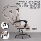 Silla giratoria de oficina y juegos TUYOHW con ruedas, respaldo reclinable, altura del asiento y reposapiés ajustables, sillas ergonómicas para videojuegos, 300 lbs máx.