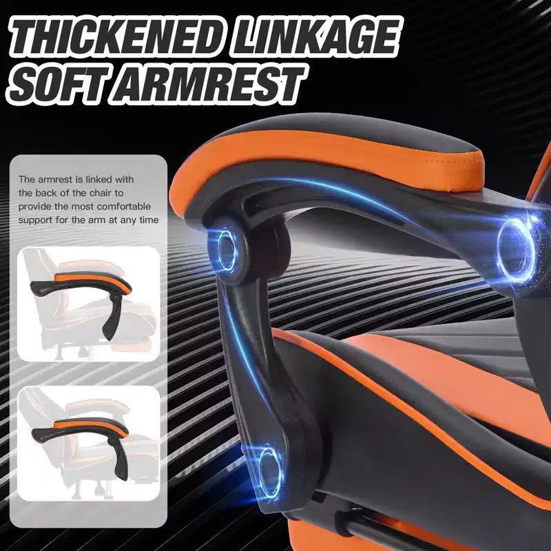TUYOHW Silla giratoria de 360° para videojuegos, silla de oficina con ruedas, respaldo reclinable, altura del asiento y reposapiés ajustables, sillas ergonómicas para videojuegos, 300 libras máx.