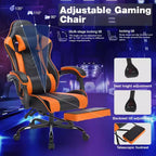 TUYOHW Silla giratoria de 360° para videojuegos, silla de oficina con ruedas, respaldo reclinable, altura del asiento y reposapiés ajustables, sillas ergonómicas para videojuegos, 300 libras máx.