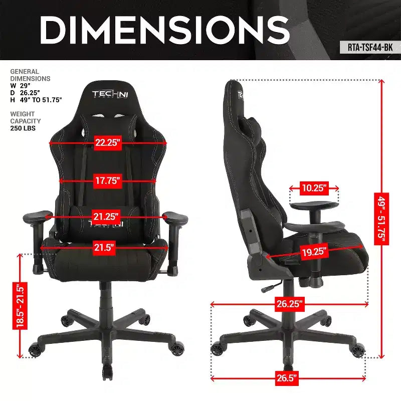 TUYOHW Silla de juego ergonómica ajustable, giratoria 360°, con cojín lumbar y para la cabeza, reclinable de 90 a 150 grados para oficina y hogar, 113 kg máx., color negro