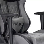 Silla de oficina giratoria ergonómica TUYOHW XL para videojuegos con almohada para la cabeza y la zona lumbar, silla reclinable de 90-150 para oficina y hogar, capacidad máxima de 158 kg, gris