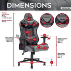 Silla de oficina giratoria ergonómica TUYOHW XL para videojuegos con almohada para la cabeza y la zona lumbar, silla reclinable de 90-150 para oficina y hogar, capacidad máxima de 158 kg, gris