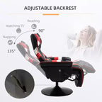 TUYOHW 90-130 Silla reclinable para juegos con base giratoria y portavasos, sillas de oficina giratorias 360° para videojuegos con almohada para cabeza y lumbares, reposapiés