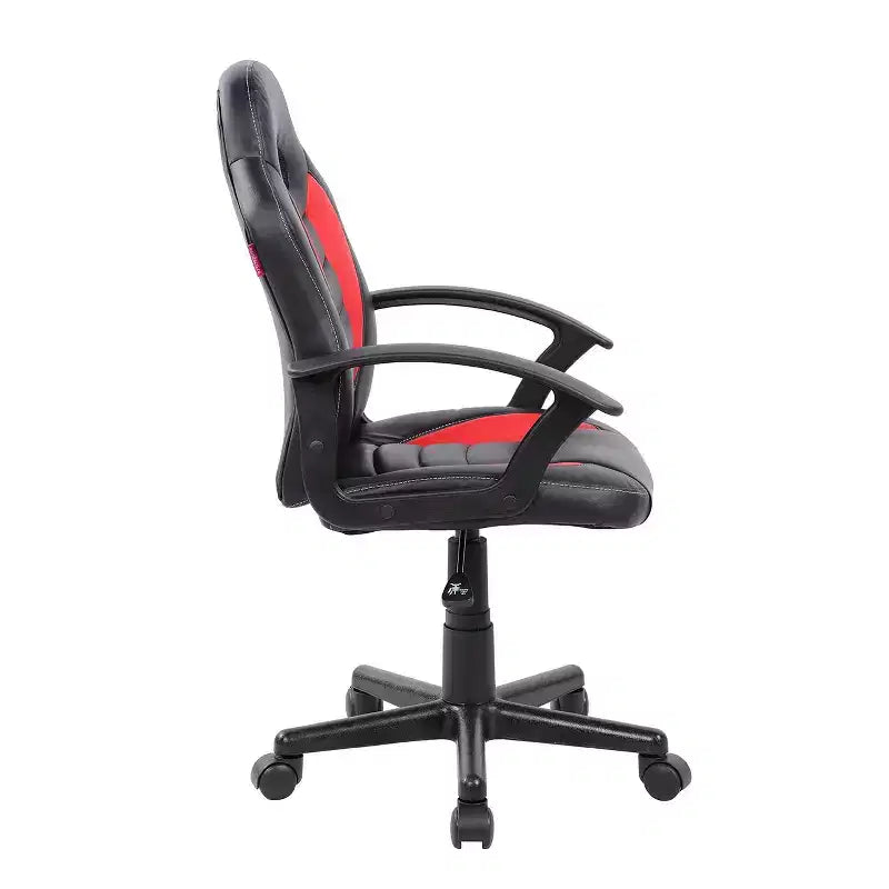 TUYOHW Silla ergonómica de juegos para niños, silla giratoria 360 con ruedas, silla de computadora negra/roja para oficina y hogar, silla de ocio versátil, negra/roja